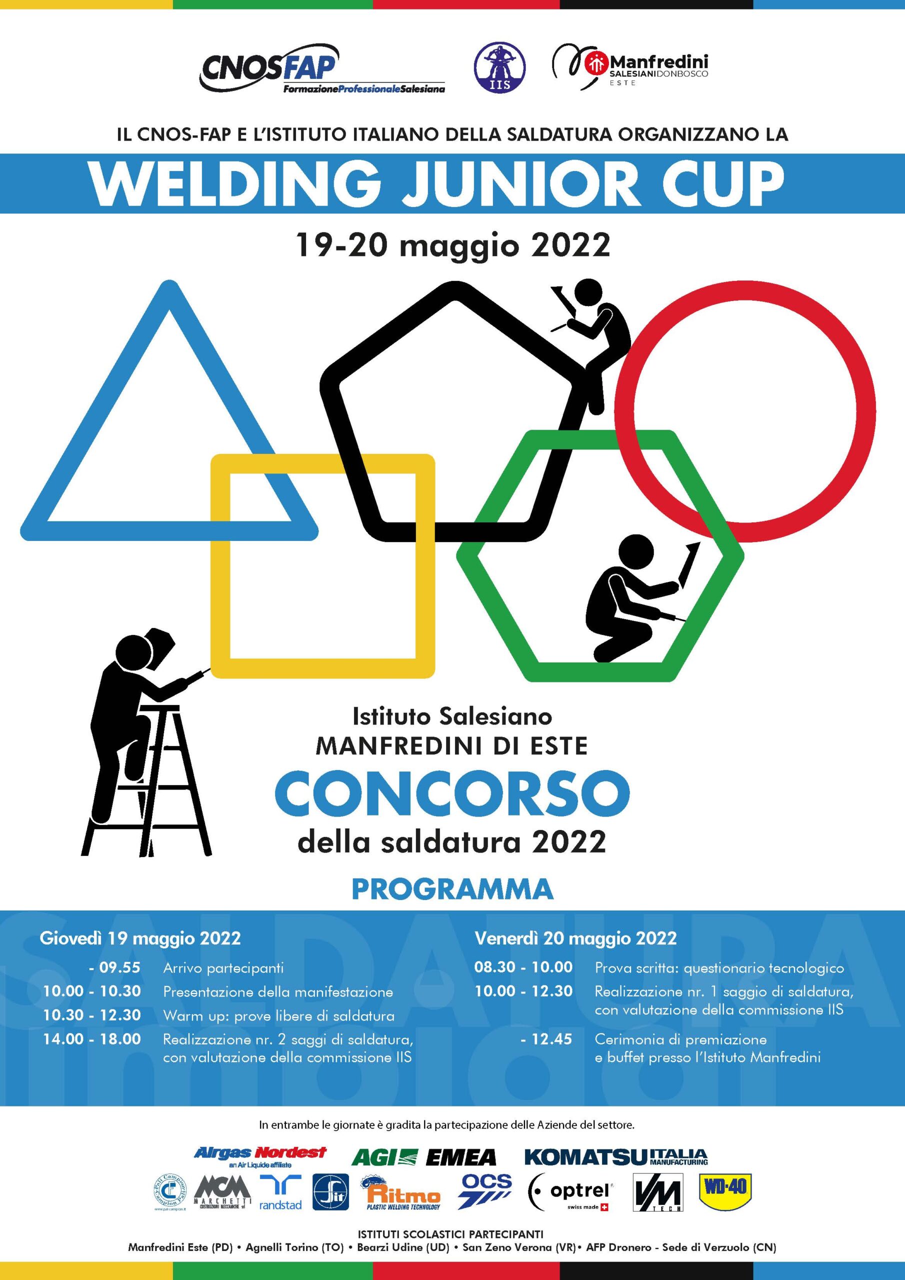 19 Maggio – 21 Maggio 2022: Welding Junior Cup presso l’Istituto Salesiano Manfredini di Este
